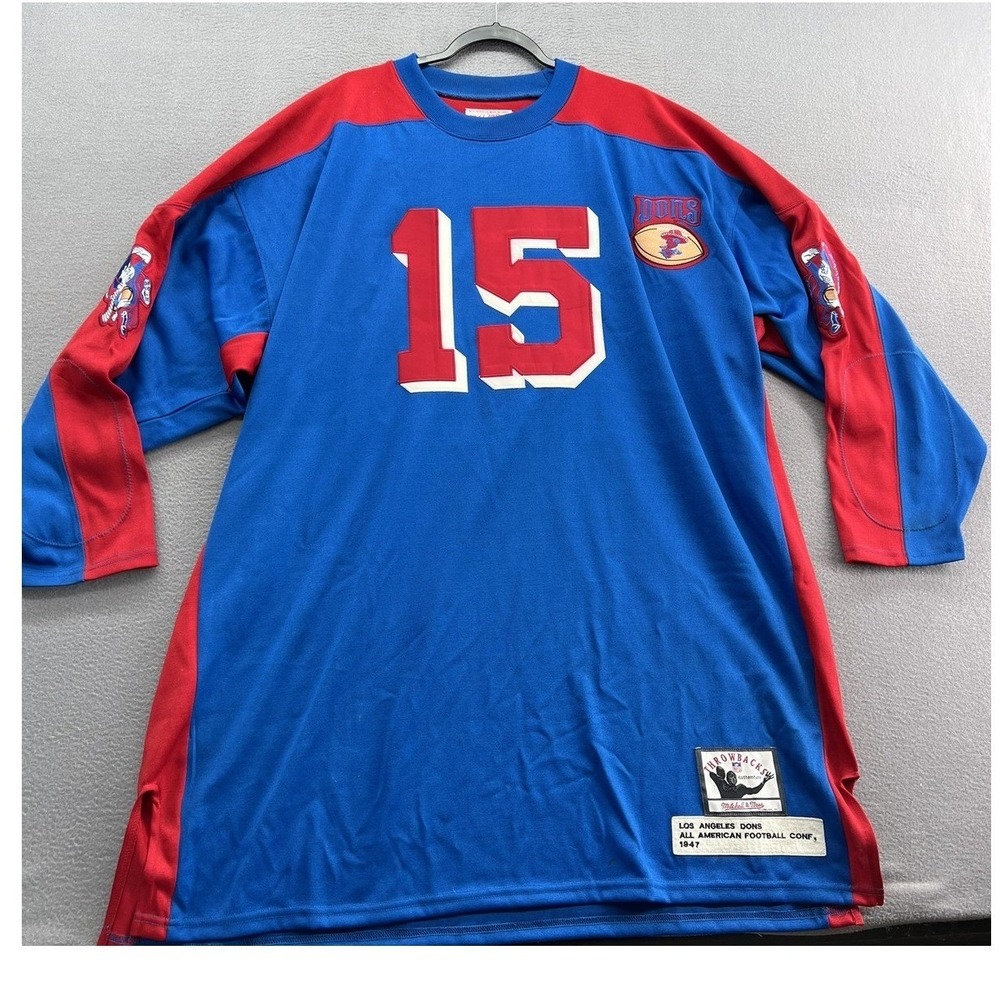 Mitchell & Ness Jersey Men's Sz 60 Blue Red Los Angeles Dons 1947 AAFC Throwback